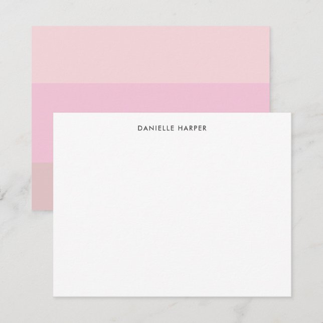 Carte De Correspondance Moderne Chic Blush Pastel rose pâle (Devant / Derrière)