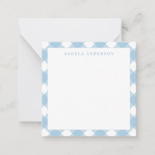 Carte De Correspondance Moderne Chic Pastel Bleu clair En vichy Plaid Chec