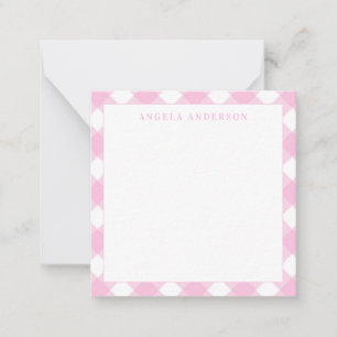 Carte De Correspondance Moderne Chic Pastel Rose Gingham Carreaux Vichy