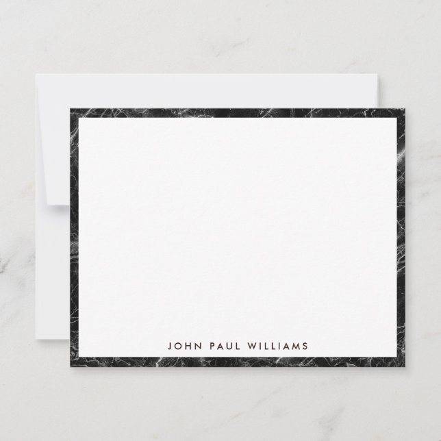Carte De Correspondance Moderne Elegant Noir Marbre Blanc Professionnel (Devant)