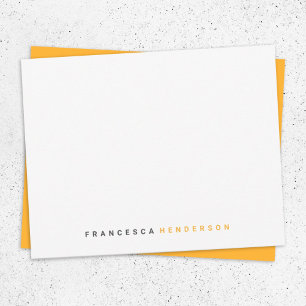 Carte De Correspondance Moderne élégant tendance Orange moderne minimalist