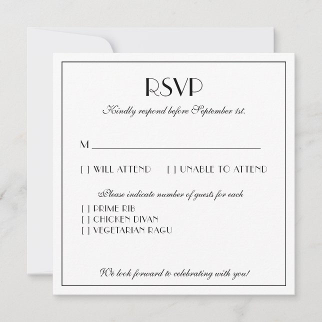Carte De Correspondance Moderne et élégant Mariage grand RSVP (Devant)