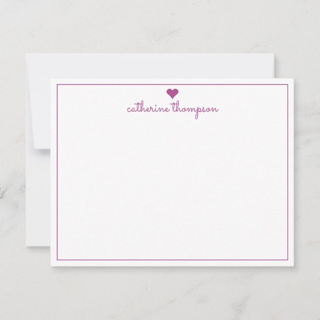 Carte De Correspondance Moderne Girly Violet Coeur Violet Feminine Script (Devant)