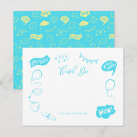 Moderne Graduation Doodle Blue Lime Merci
