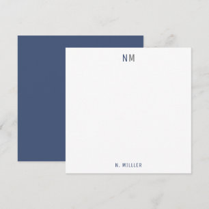 Carte De Correspondance Moderne gris bleu marine monogramme deux initiales