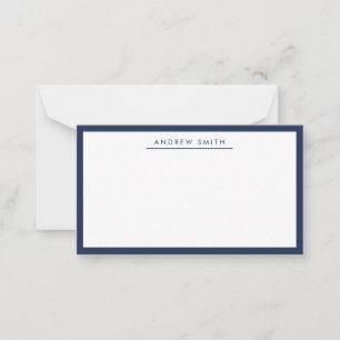 Carte De Correspondance Moderne Marine Bleu Ligne Simple Classique Minimal
