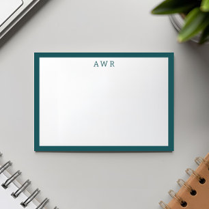 Carte De Correspondance Moderne minimaliste 3 Monogramme une bordure Turqu
