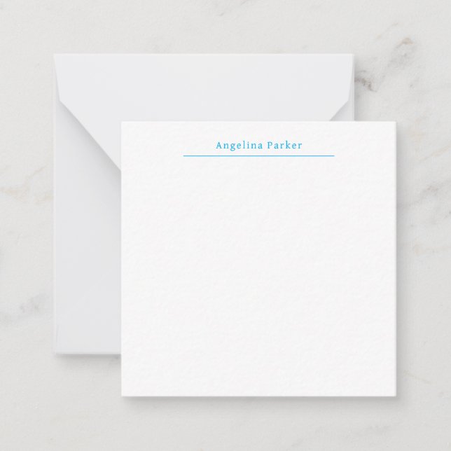 Carte De Correspondance Moderne minimaliste Plaque Bleu Simple Blanc (Devant)