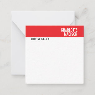 Carte De Correspondance Moderne Minimaliste Uni Rouge Noir Blanc Tendance 