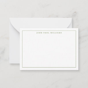 Carte De Correspondance Moderne Moss Green Professional Simple mince bordu