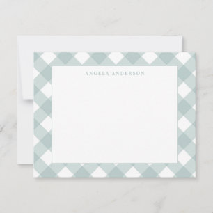 Carte De Correspondance Moderne Pastel Turquoise Vert En vichy Plaid Check