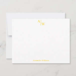Carte De Correspondance Moderne Professionnel 2 Monogramme Basique Jaune C