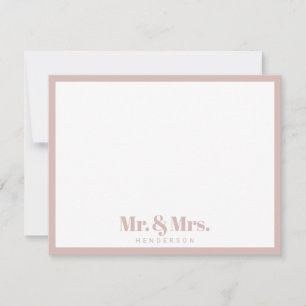 Carte De Correspondance Moderne rose blanc M. et Mme. Votre nom