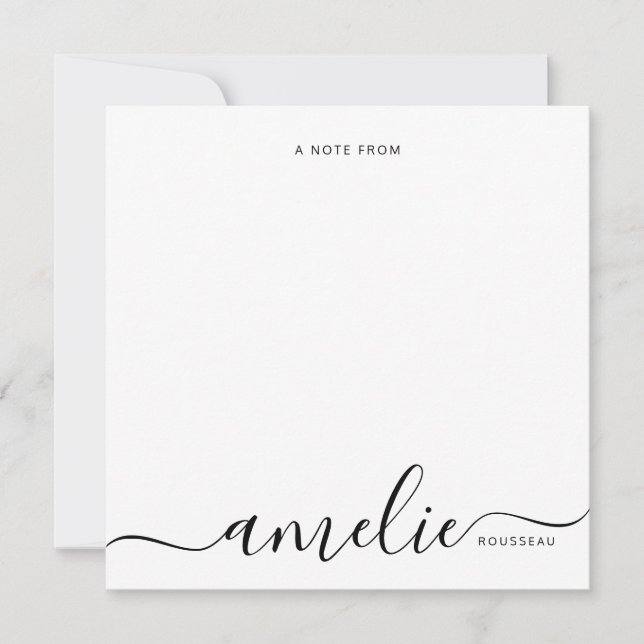 Carte De Correspondance Moderne Script Calligraphie Monogramme rose (Devant)