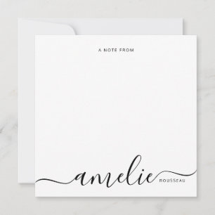 Carte De Correspondance Moderne Script Calligraphie Monogramme rose