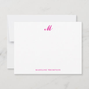 Carte De Correspondance Moderne Simple élégant Script Magenta Pink Monogra