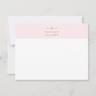 Carte De Correspondance Monogram Blush Elegant Gold Minimum