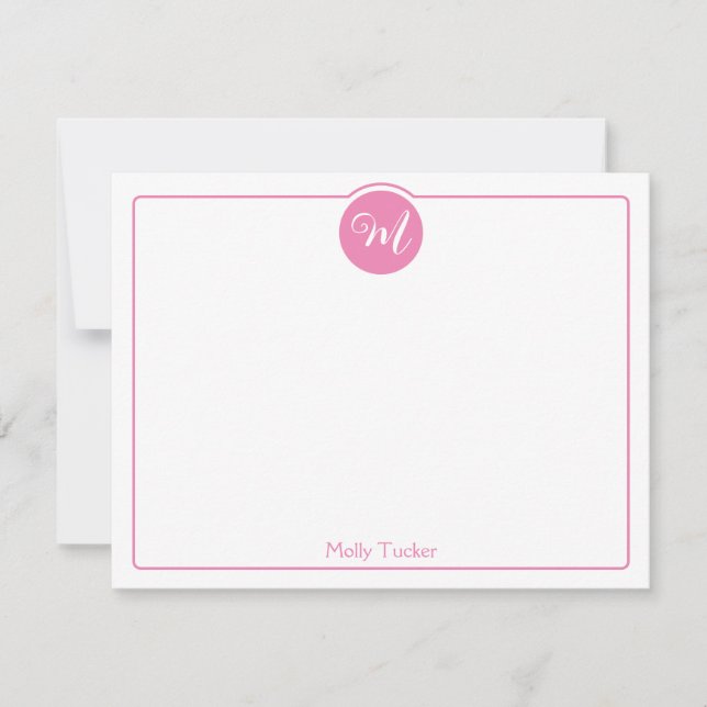 Carte De Correspondance Monogram Circle tendance Script Girly (Devant)