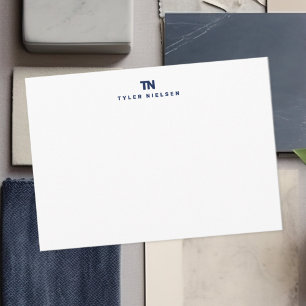 Carte De Correspondance Monogram Modern Navy Blue Typographie