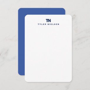 Carte De Correspondance Monogram Modern Navy Blue Typographie