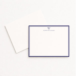 Carte de correspondance monogramme à double bordur