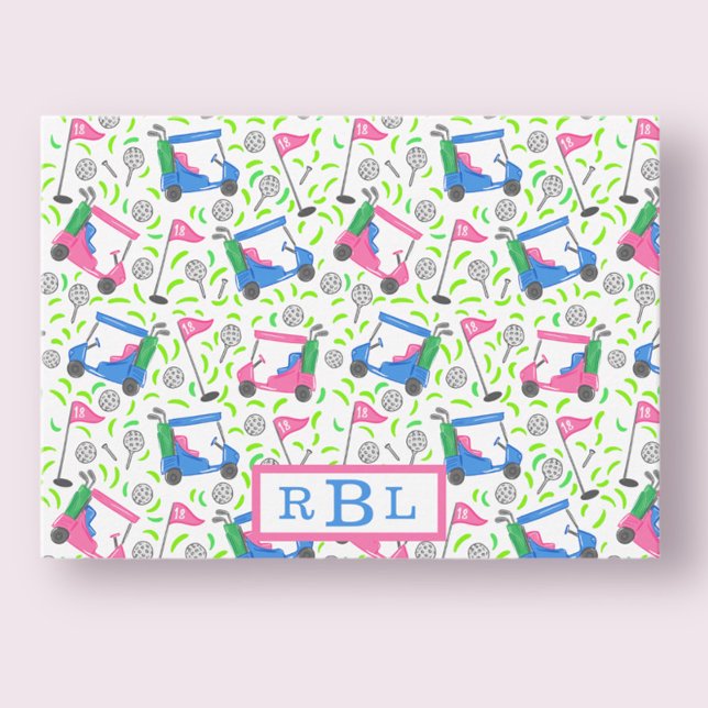 Carte De Correspondance MONogramme à trois lettres Preppy Golf (Créateur téléchargé)