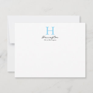 Carte De Correspondance Monogramme bleu bébé élégant et sophistiqué