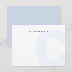 Carte De Correspondance Monogramme bleu clair Arrière - plan Nom complet
