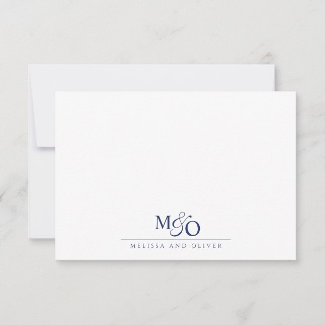 Carte De Correspondance Monogramme bleu d'espere de couple (Devant)