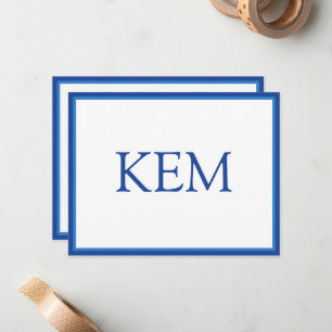 Carte De Correspondance Monogramme Bleu Marine Minimaliste Moderne