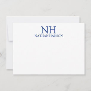 Carte De Correspondance Monogramme bleu simple moderne