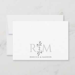 Carte De Correspondance Monogramme Botanique Élégant Simple pour Couple Ru