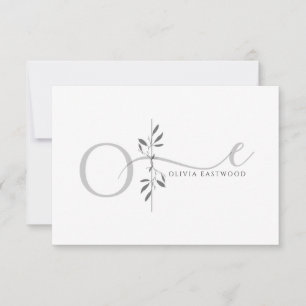 Carte De Correspondance Monogramme Botanique Minimaliste Moderne