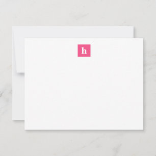 Carte De Correspondance Monogramme Carré classique et moderne en rose