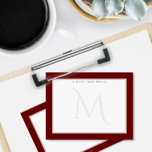 Carte De Correspondance Monogramme Chic Épassi Rouge Foncé Personnel Profe