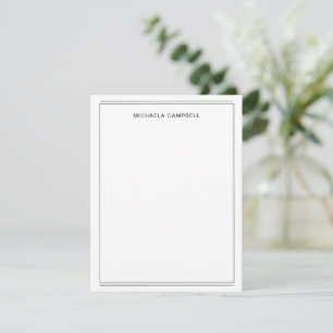 Carte De Correspondance Monogramme Chic Moderne Noir Blanc Nom Bordure