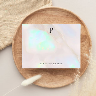 Carte De Correspondance Monogramme Chic Opale Iridescent Holographique