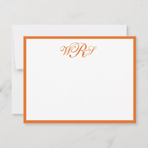 Carte De Correspondance Monogramme classique Blanc orange