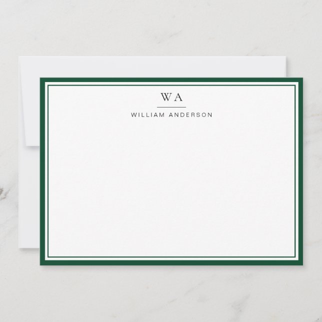 Carte De Correspondance Monogramme classique British Racing Green papeteri (Devant)