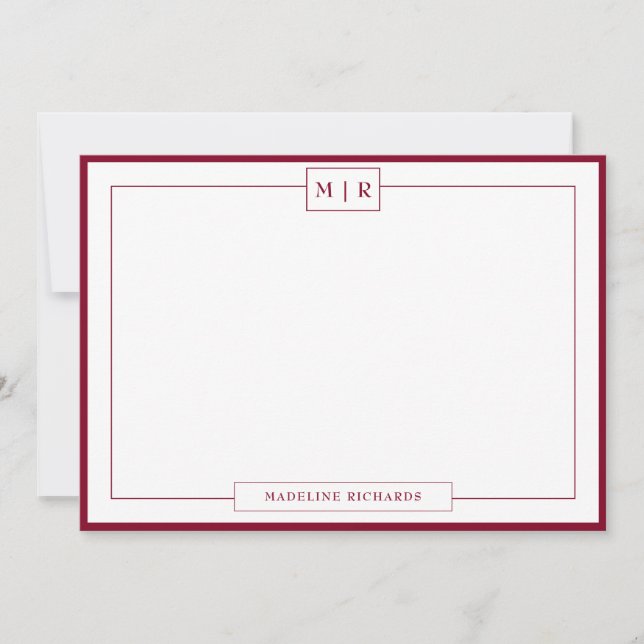 Carte De Correspondance Monogramme classique Papeterie frontière Bourgogne (Devant)
