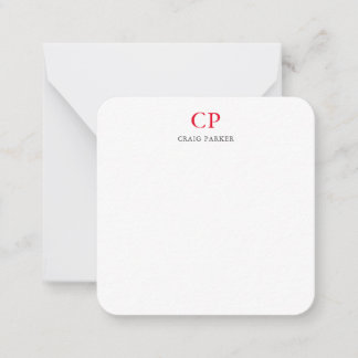 Carte De Correspondance Monogramme classique Professionnel Rouge blanc cla
