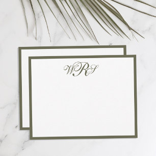 Carte De Correspondance Monogramme classique vert olive