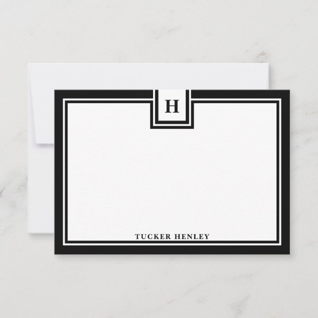 Carte De Correspondance Monogramme contemporain Gras Bordure noire (Devant)