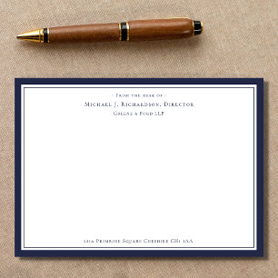 Carte De Correspondance Monogramme d'affaires bleu marine du bureau de