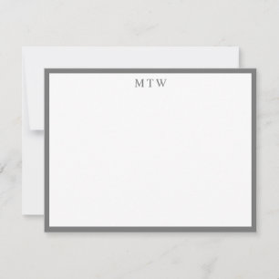 Carte De Correspondance Monogramme de bordure Carré gris gras minimaliste