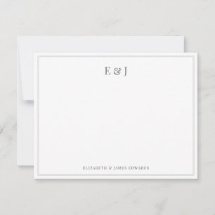Carte De Correspondance Monogramme de couple élégant à double bordure gris