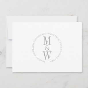 Carte De Correspondance Monogramme de couple gris minimaliste