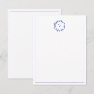 Carte De Correspondance Monogramme de gerbe de poisson étoilé bleu et blan