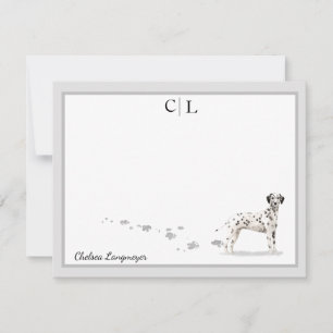 Carte De Correspondance Monogramme de la frontière grise de chien de Dalma
