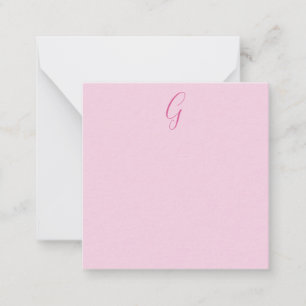Carte De Correspondance Monogramme de lettre initiale rose clair chic uni